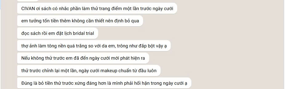 Feedback cô dâu CIVAN BRIDAL