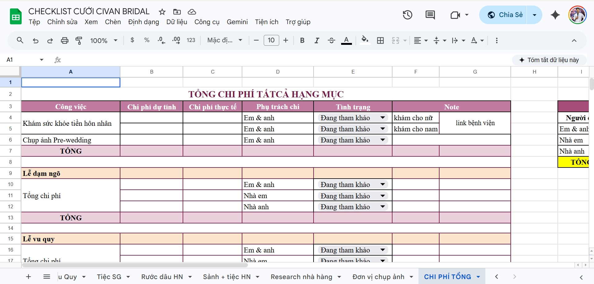 Google Sheet Checklist trang 3
