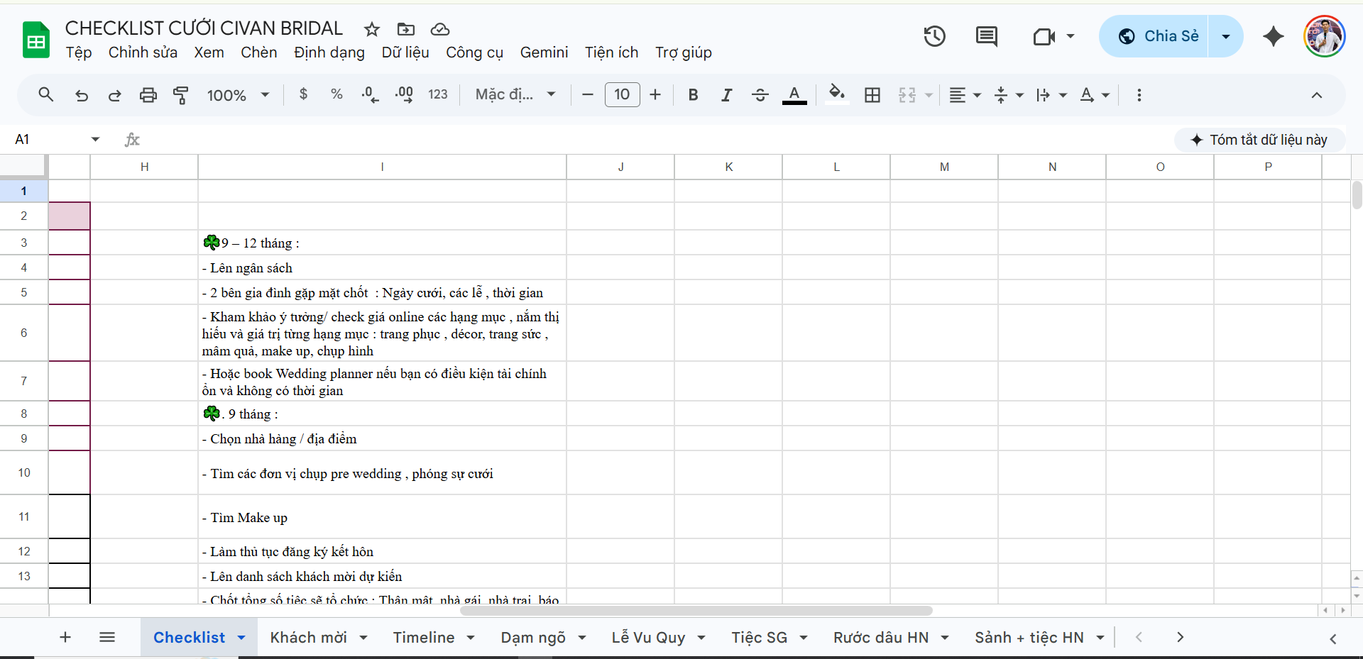 Google Sheet Checklist trang 6